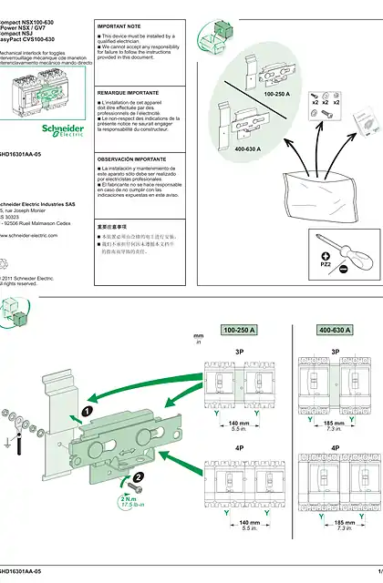 schneider施耐德ComPact NSX_NSJ_ FPower NSX_ GV7 and EasyPact CVS - Mechanical interlock for toggles - 说明页